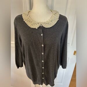 Covington cardigan sweater woman sz xlarge removable beaded peter pan collar